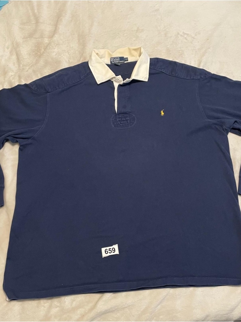 Ralph Lauren Men’s Navy Rugby Polo with White Collar